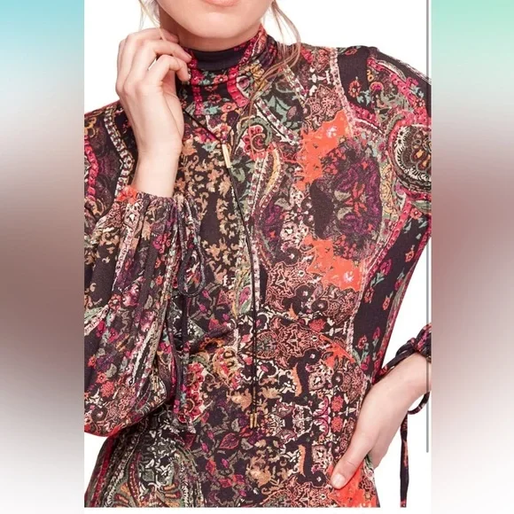 Free People Womens All Dolled Up Paisley High-Neck Mini Dress - Picture 11 of 12